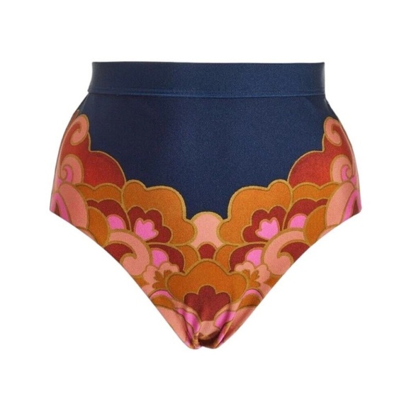Zimmermann Other - Zimmermann Acadian High Waist Bikini Bottoms Navy Pink Paisley Small S Tropical